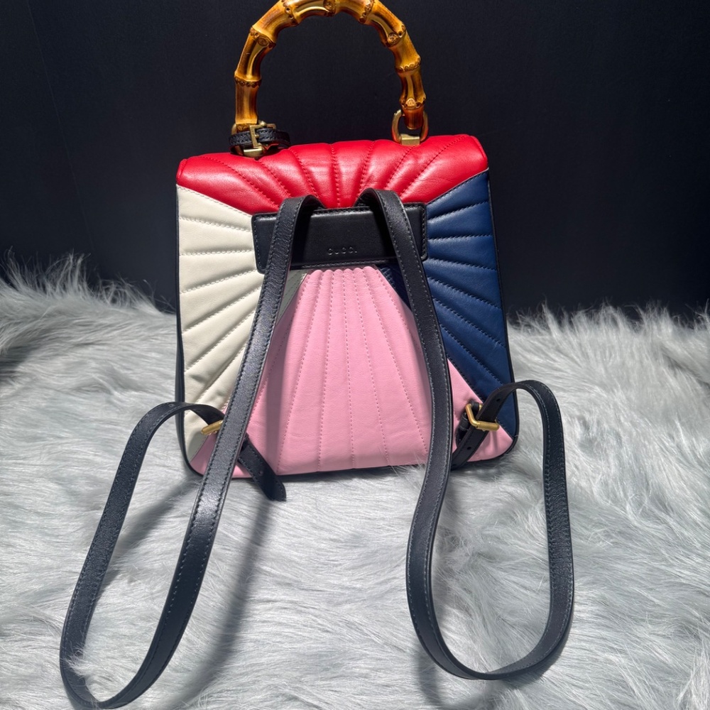 Gucci Queen Margaret Backpack Sac A Dos Multicolor & Bamboo handle~EUC - Picture 6 of 11